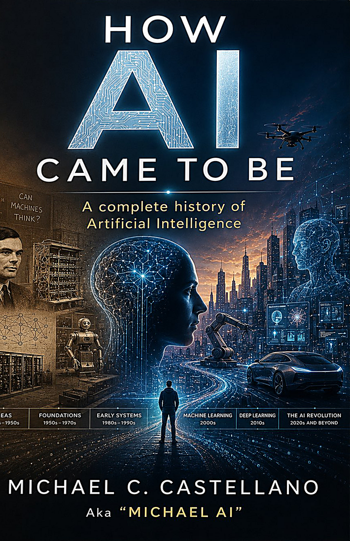 How AI Came to Be — book cover featuring Alan Turing and the question Can Machines Think?